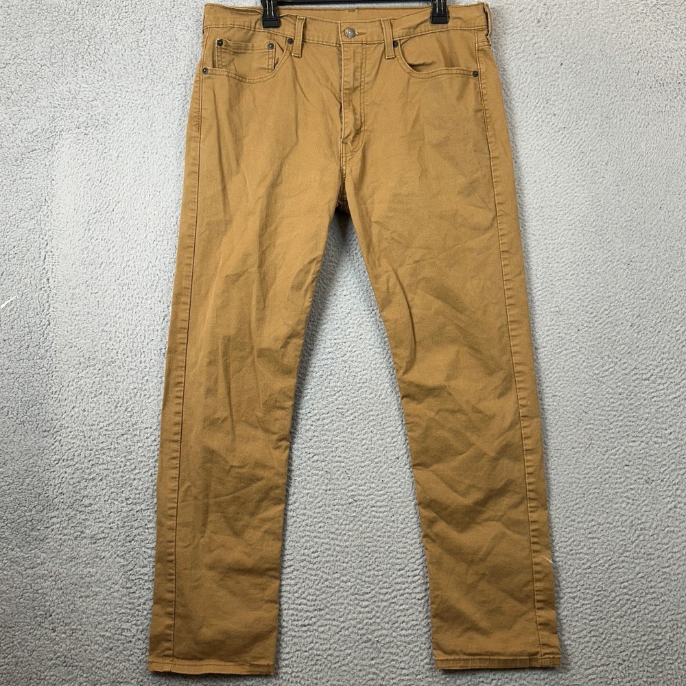 Levis 502 Jeans Mens 36X32 Slim Fit Taper Brown 5-Pocket Red Tab Stretch EUC
